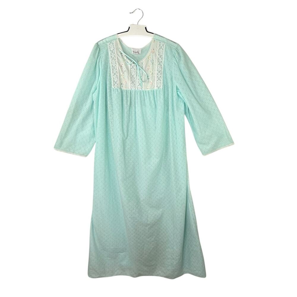 Vintage Nightgown Womens Sz 2XL Brushed Cuddle Touch Floral Embroidered NOS‎ USA